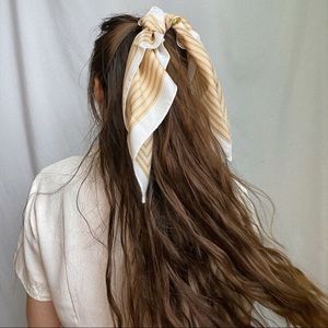 SOLD VTG 70s Italian Floral/Striped Petite Scarf